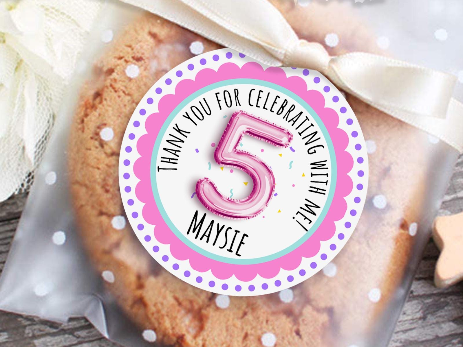 Birthday Stickers for Treat Bags, Personalized Birthday Stickers for Girl Pink, Birthday Party Favor Stickers, Birthday Thank You Stickers