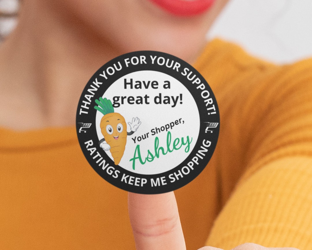 Shopkeeper Sticker 100 Personalized Shopper Thank You Stickers for Bags, Shopper Labels ...