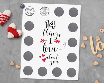 14 Things I Love About You Advent Calendar, Valentine's Day Scratch Off, Gift for Daughter, Present for Son, Kids Craft Activity for VDay