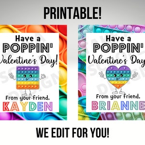 Printable Personalized Poppin Tags for Valentine's Day Kid Classroom Party Favor, Valentines Day School Cards, Valentine Label Printable