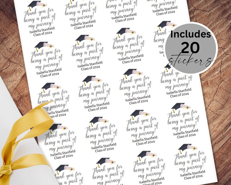 Graduation Stickers for Favors, Graduation Decorations 2024, Custom Graduation Candy Labels, Thank You for Being Part of My Journey Labels image 5