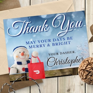 Printable DoorDash Christmas Holiday Rating Cards, Personalized Digital Download, Custom Thank You