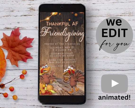 Friendsgiving Invitation Digital Download, Friendsgiving Invite Funny, Friendsgiving Electronic Invitation, Friendsgiving Video Invitation