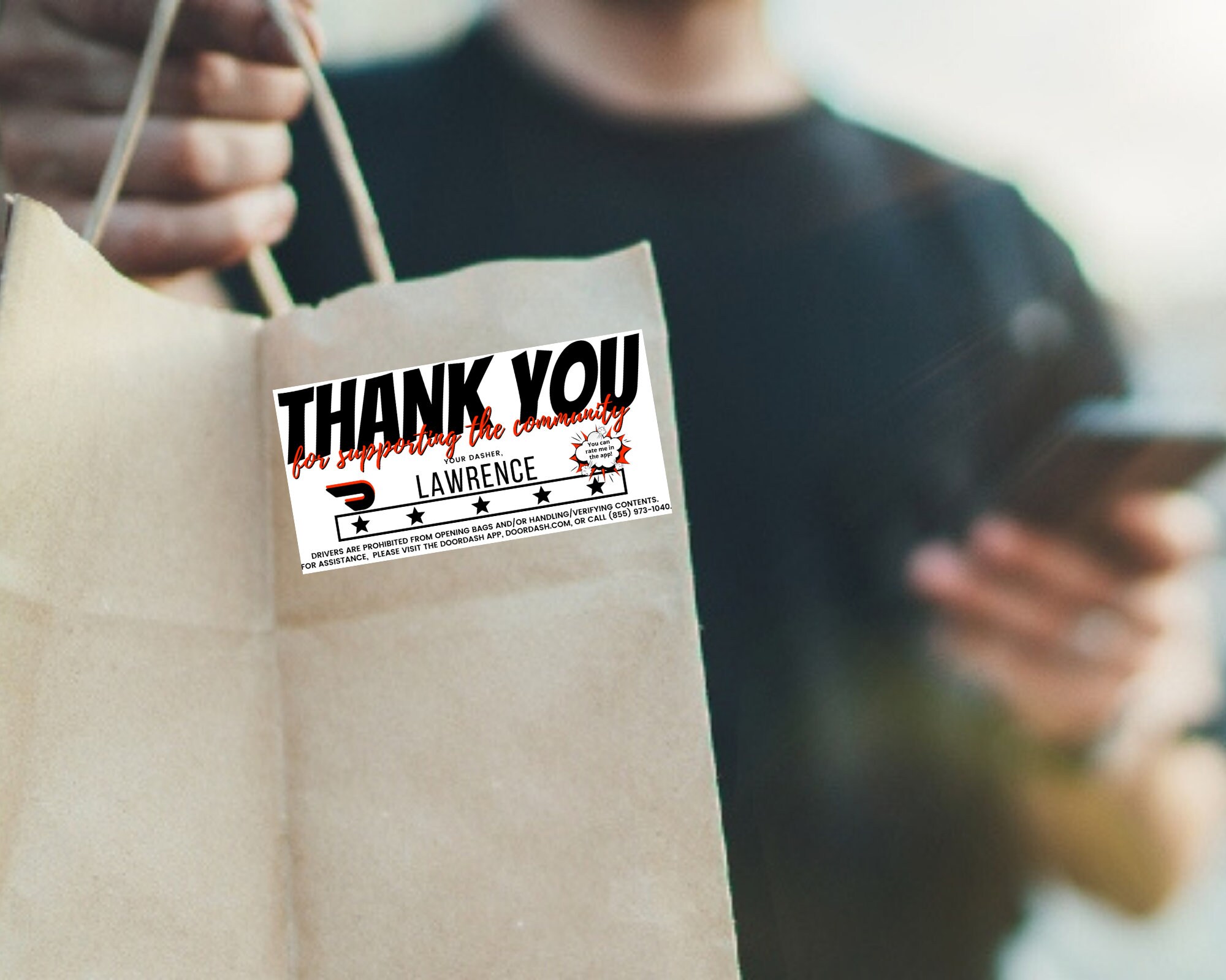 Personalized Doordash Thank You Rating Stickers for Bags 2x4 Etsy UK
