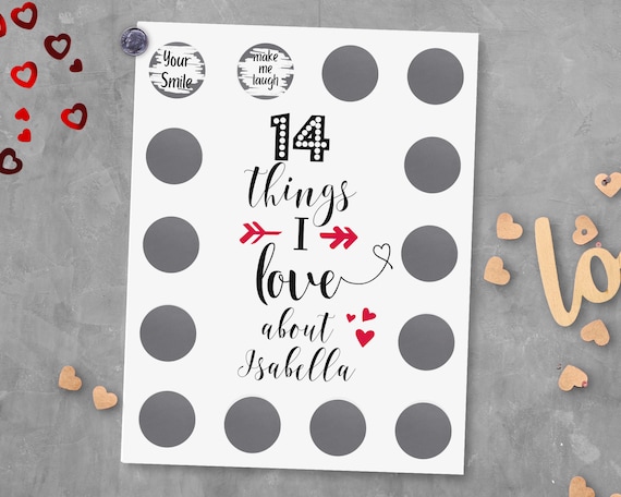 14 Things I Love About You Advent Calendar, Valentine's Day Scratch Off, Gift for Daughter, Present for Son, Kids Craft Activity for VDay
