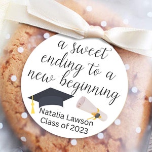 Graduation Stickers for Favors, Graduation Decorations 2024, Custom Graduation Candy Labels, Sweet Ending New Beginning Graduation Labels