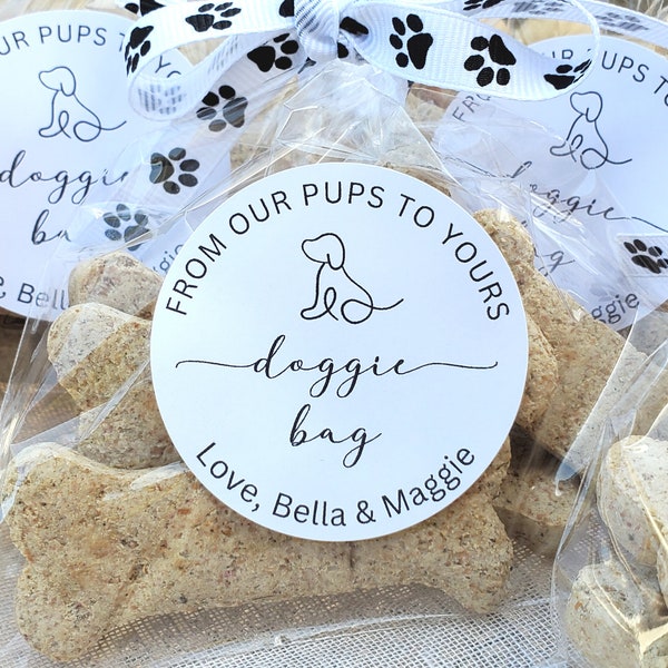 Wedding Doggie Bag Stickers, Dog Treat Wedding Favor Labels, Bridal Shower Thank You Gifts, From Our Pup to Yours, Pet Wedding Bag Labels