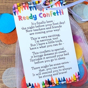 Ready Confetti Poem for Back to School, First Day of School Gift for Kids, Preschool or Kindergarten Night Before Tradition, for Girl or Boy
