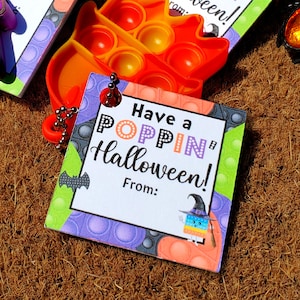 Printable Poppin Halloween Tags, Classroom Party Favor Tags for Kid, Boo Basket Stuffer Idea, Gift Tag for Favors, Poppin Halloween PNG