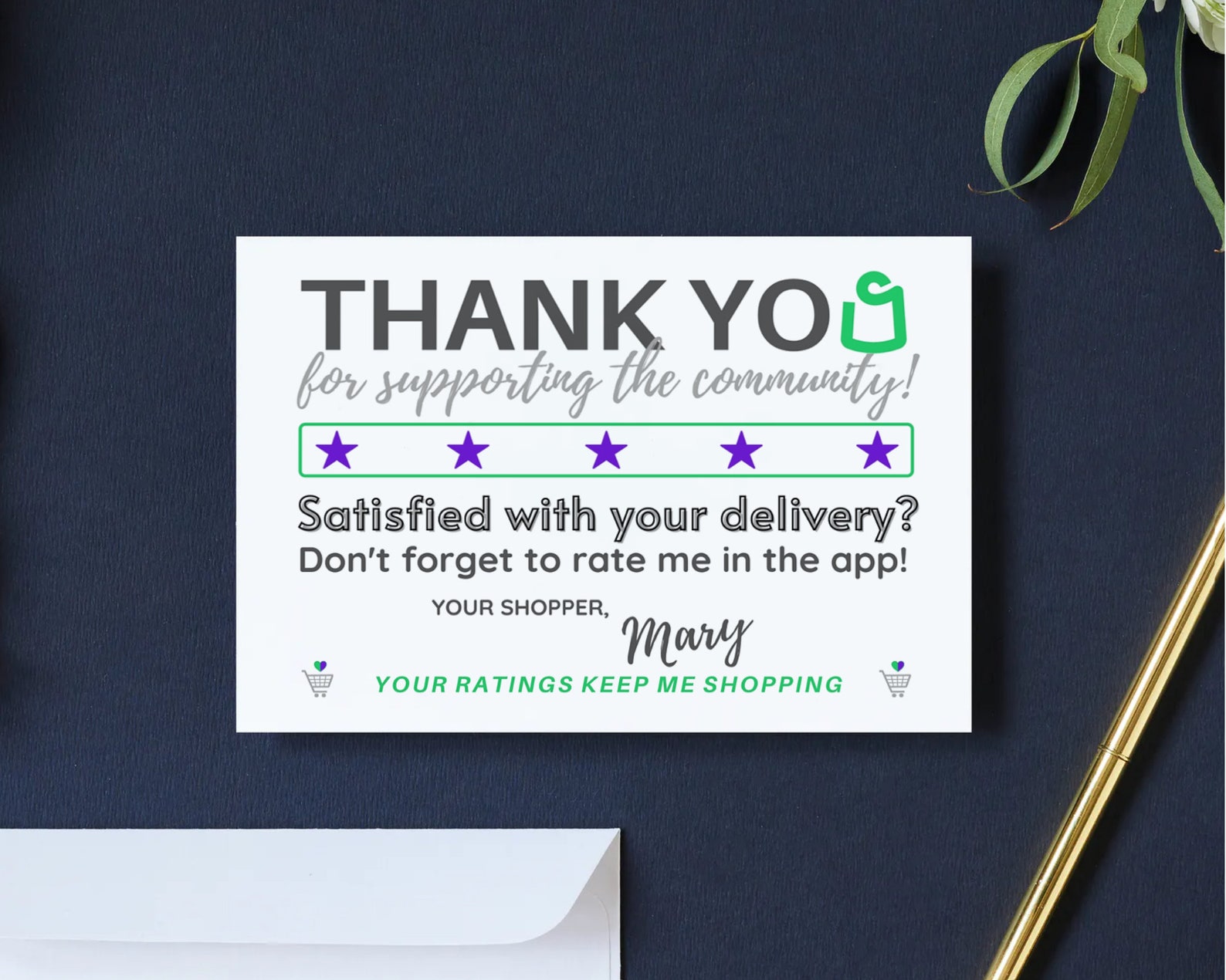 Shipt Personalized Thank You Cards 50/100count 6 x Etsy