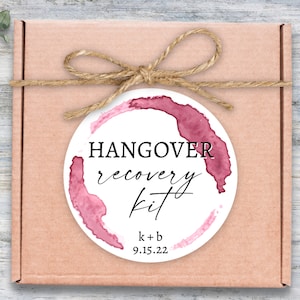 Custom Wedding Hangover Kit Stickers, Hangover Recovery Kit Sticker Sheets, Wedding Favor Bag Labels Personalized, Hangover Kit Sign Wedding