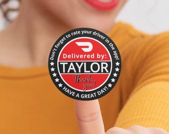 DoorDash Thank You Stickers, Personalized Dasher Stickers for Bags, Delivery Driver Accessories, Five Star Rating Stickers, Dasher Supplies