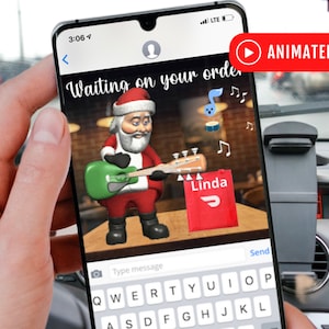 DoorDash Texte animé de Noël, Dasher en attente de votre commande GIF, Livreur Merci Téléchargement numérique, Tarif vacances Moi Texte 5 étoiles