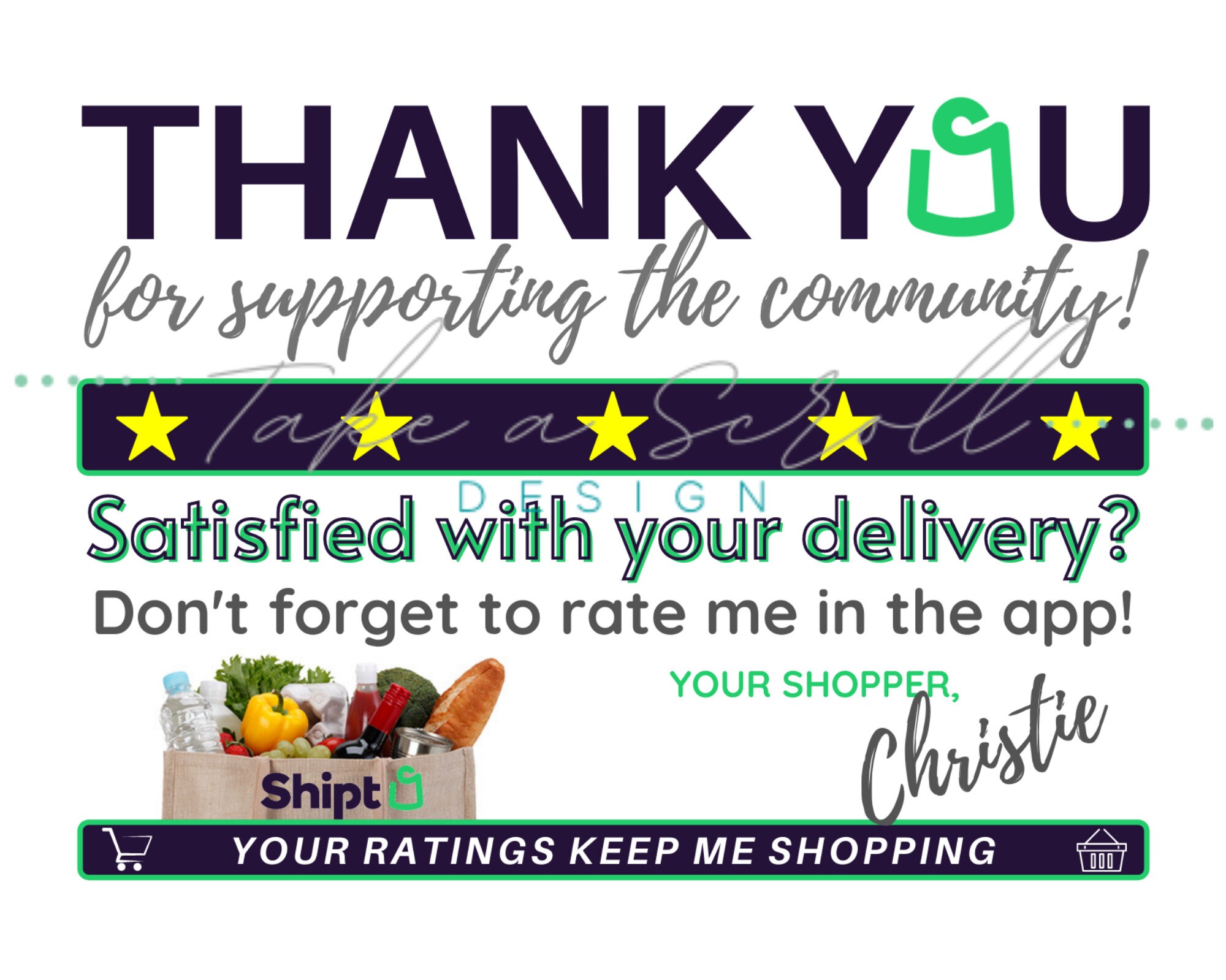 Shipt Thank You Notes Personalized Printable Instant | Etsy