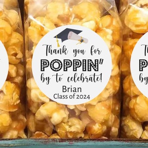 Thank You for Popping By Graduation Stickers, Graduation Decoration 2024, Custom Graduation Label, Graduation Sticker for Favor Personalized