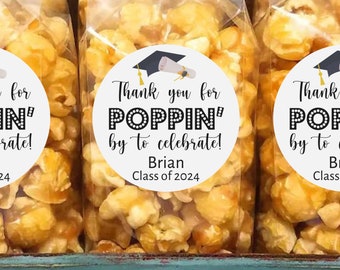 Thank You for Popping By Graduation Stickers, Graduation Decoration 2026, Custom Graduation Label, Graduation Sticker for Favor Personalized