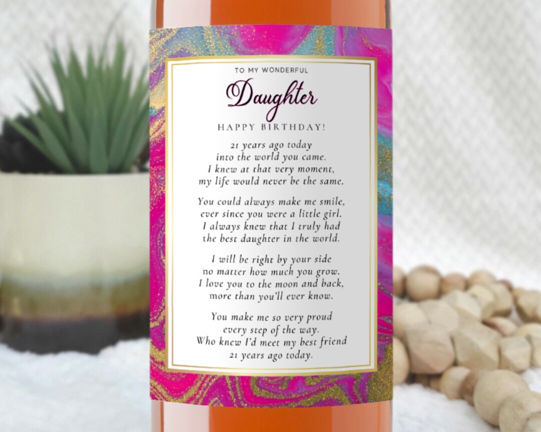 21st Birthday Gift to Daughter, Custom Wine Label, Gift for 21st ...