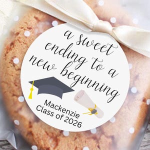 Graduation Stickers for Favors, Graduation Decorations 2026, Custom Graduation Candy Labels, Sweet Ending New Beginning Graduation Labels