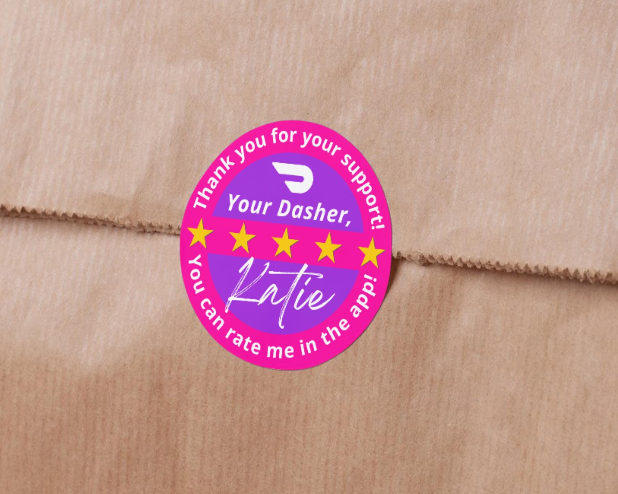 Doordash Thank You Stickers, Personalized Dasher Stickers for Bags ...