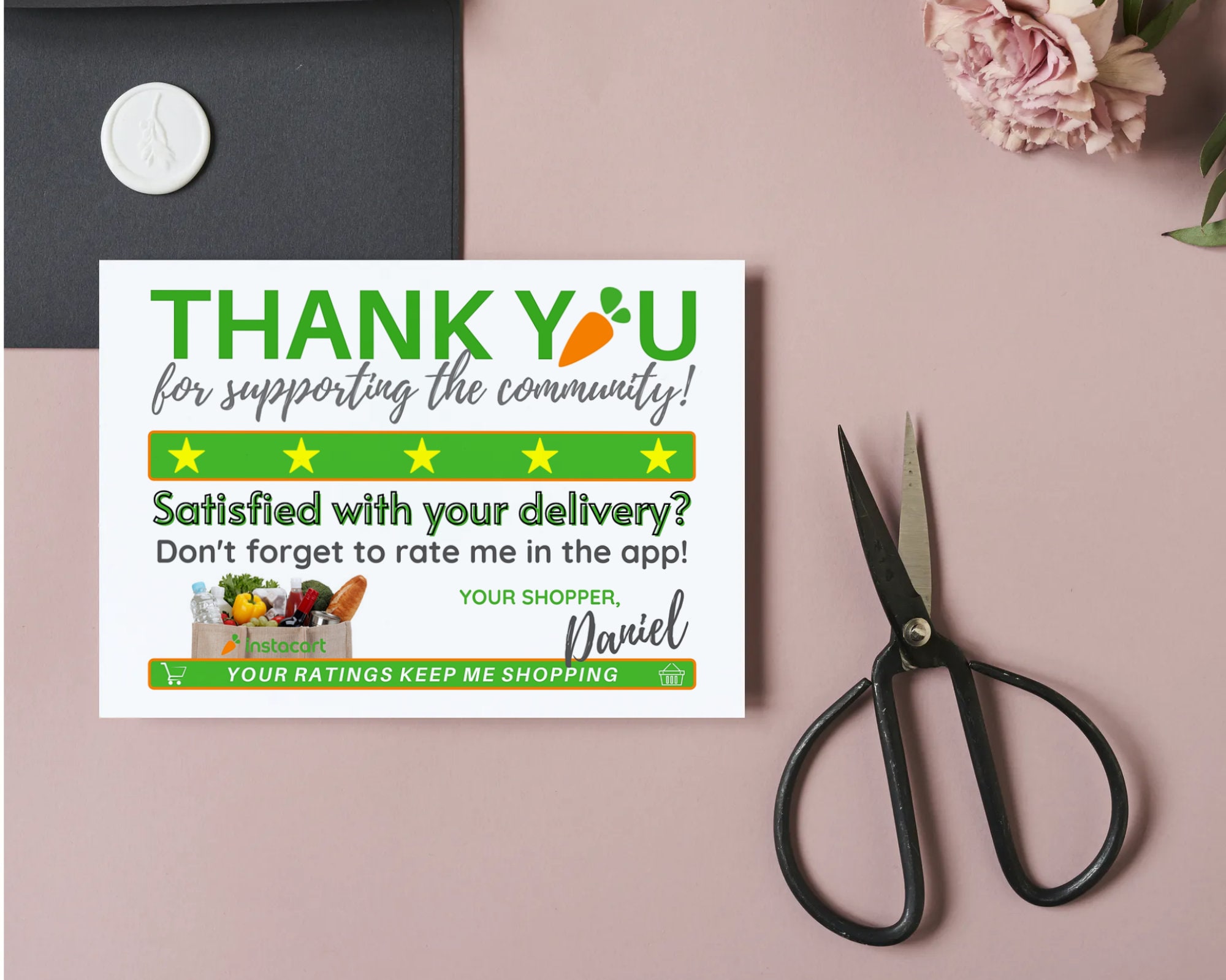 Instacart Personalized Thank You Notes Printable Instant | Etsy