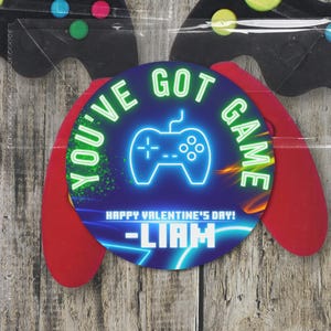Video Game Valentine&#39;s Day Favor Stickers, Gamer Treat Bag Sticker, Classroom Valentines, Labels for Kids School Party, Stickers for Boys