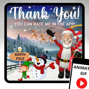 DoorDash Christmas Thank You Animated Text, Delivery Driver GIF Digital Download, Rate Me 5 Stars, Your Order Has Arrived Personalized Name