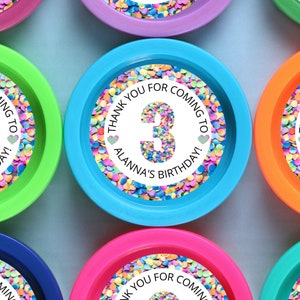 Birthday Party Stickers Personalized for Girls, Boys Stickers for Doh Containers, Custom Thank You Labels for Kids Party Favor Bags