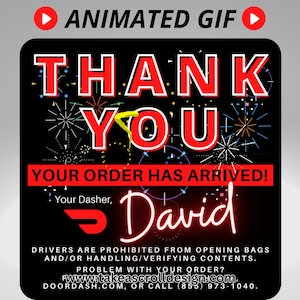 Benutzerdefinierte DoorDash Lieferung GIF Dankestext, animiert Ihre Bestellung ist angekommen, personalisierte Dasher Nachricht, digitaler Download für Bewertungen