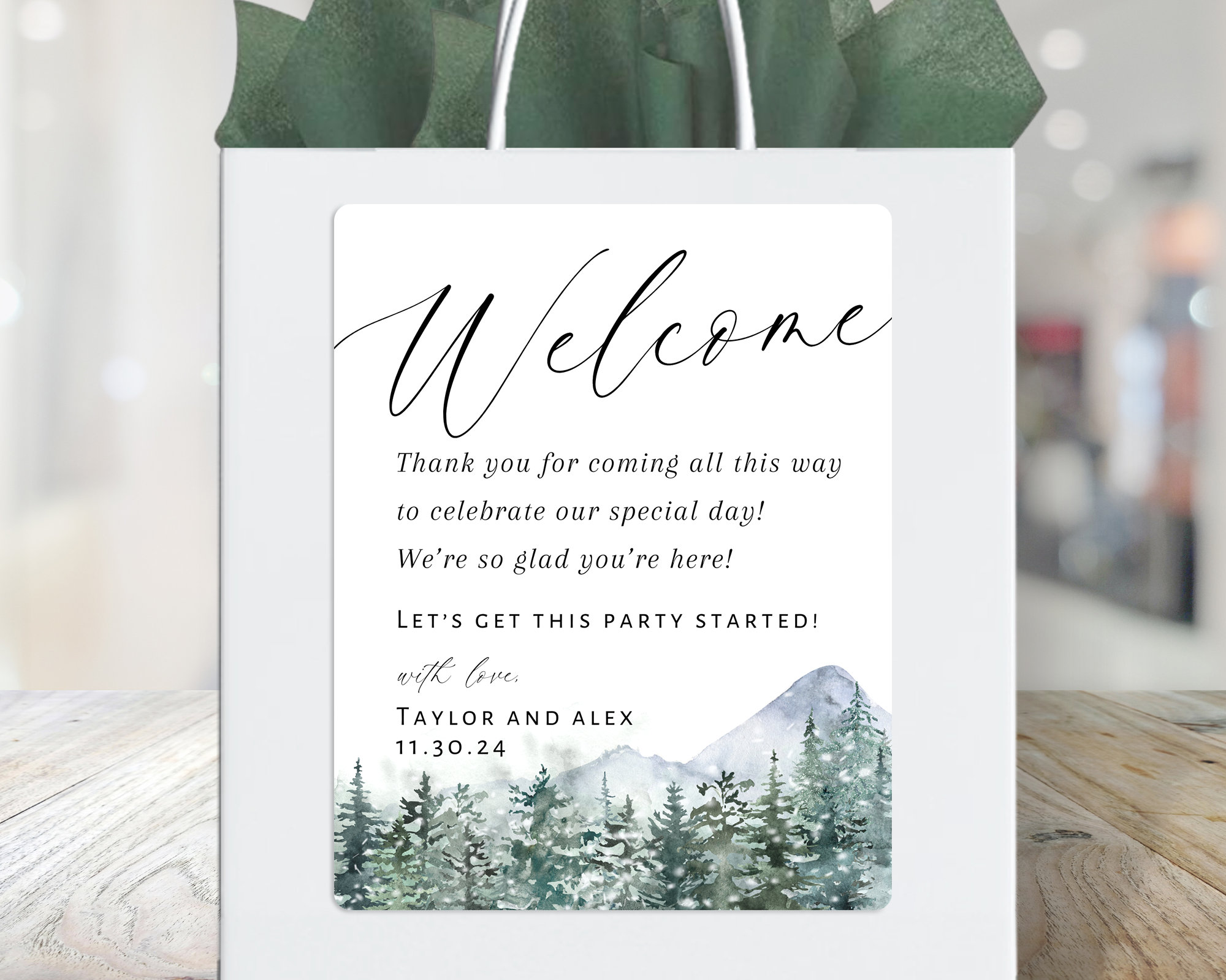 Wedding Welcome Bag Sticker Bundle 4 Sets of Labels for Hotel Welcome Bags,  Out of Town Guest Gift Bags or Boxes, Modern Wedding Favors 