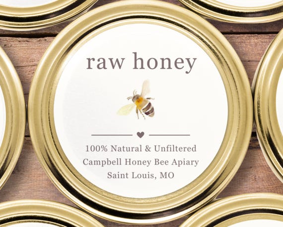 Custom Honey Jar Labels, Round Honey Stickers, Personalized Honey Bee Labels, Honey Bottle Stickers, Canning Lid Labels, Gift for Beekeeper