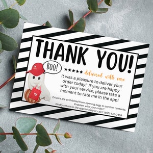 Halloween DoorDash Thank You Cards, Printable Delivery Driver Note, Fall Digital Download, Dasher Accessories, Cards for Customer Orders