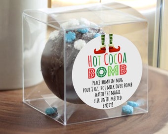 Elf Hot Cocoa Bomb Stickers, Hot Chocolate Bomb Labels Christmas, Bomb Instructions, Cocoa Bomb Tags Holiday, Cocoa Bomb Packaging Supplies