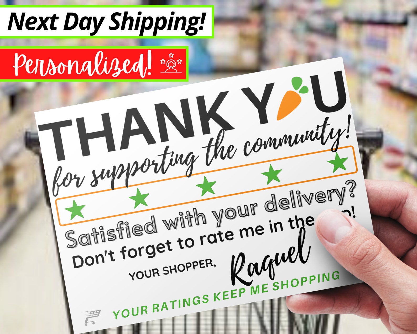 Instacart Personalized Thank You Cards 50/100count 6 Etsy