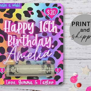 Money Holder Card Birthday Gift, Money Roll Up Gift for Her, Him, Present for Teen, Bday Gift, Cash Gift Idea, Money Greeting Card, Unique