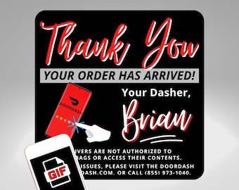 DoorDash Fahrer GIF, personalisierte Dasher Danke Text, benutzerdefinierte animierte Nachricht, Lieferung Fahrer digitaler Download, Bewertung Boost