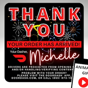 Personalized Dasher Animated Thank You Text, Custom Delivery Driver GIF for Ratings, Customized Digital Download, Your Order Has Arrived