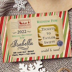 Christmas Scratch Off Card, Surprise Trip Reveal, Custom Christmas Coupon Voucher, Surprise Vacation Card, Personalized Experience Ticket