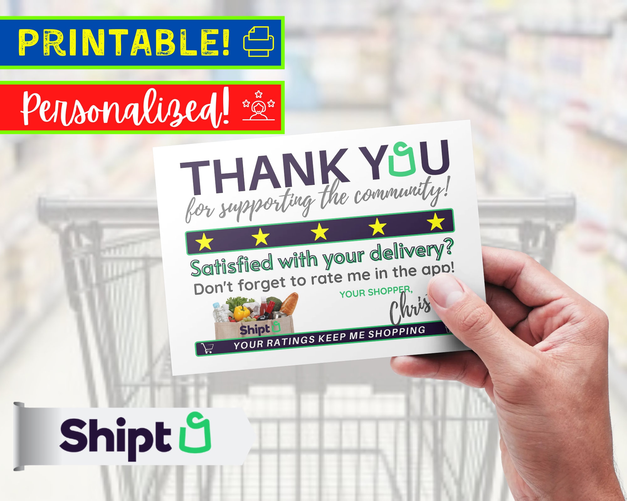 Shipt Thank You Notes Personalized Printable Instant | Etsy