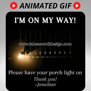 Personalized Delivery Driver Animated Lights On Text, Custom Shopper GIF for Ratings, Customized Dasher Digital Download, On My Way Meme