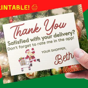 Afdrukbare Bezorger Kerstvakantie Rating Cards, Gepersonaliseerde Digitale Download, Shopper Aangepast Dank U