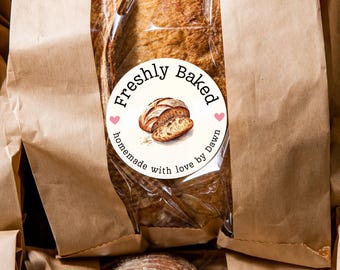 Sourdough Bag Stickers, Sourdough Labels, Sourdough Bread Supplies, Sourdough Bread Sticker, Baked with Love, Personalized Sourdough Sticker