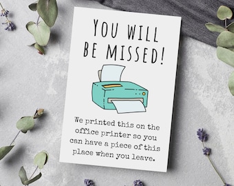 Printable Card for Retirement, Co Worker Goodbye Card, Funny Boss Leaving Card, You Will Be Missed Greeting Card for Employee, Retired