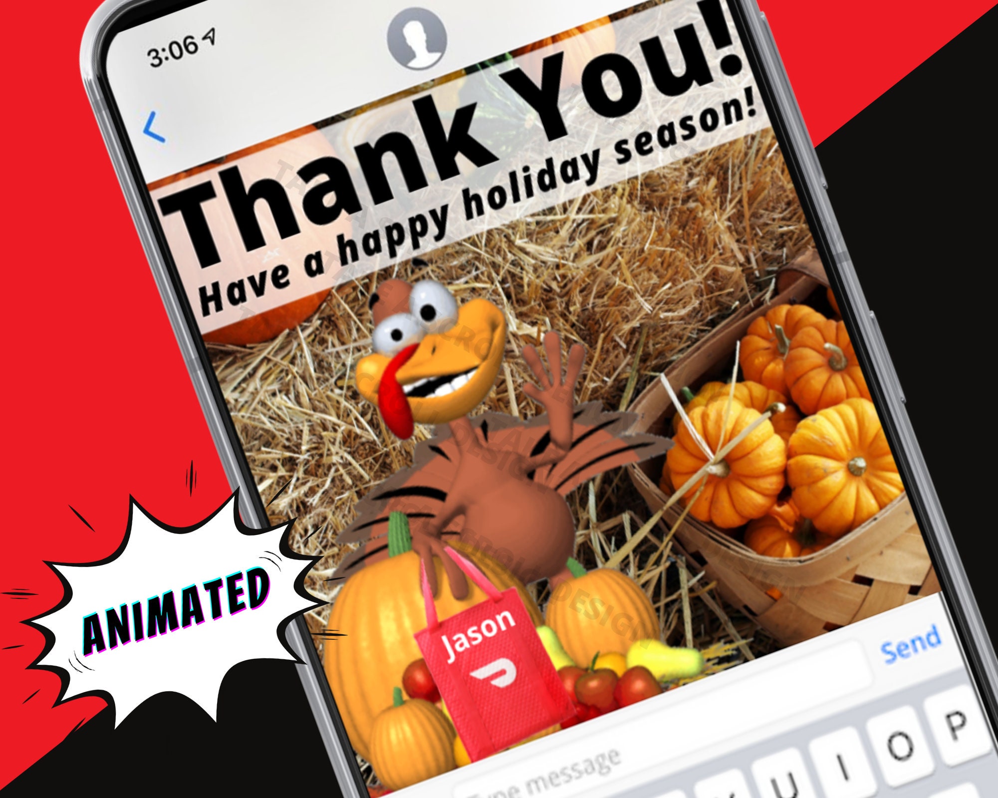 Doordash Thanksgiving Holiday Animated Text for Delivery Etsy