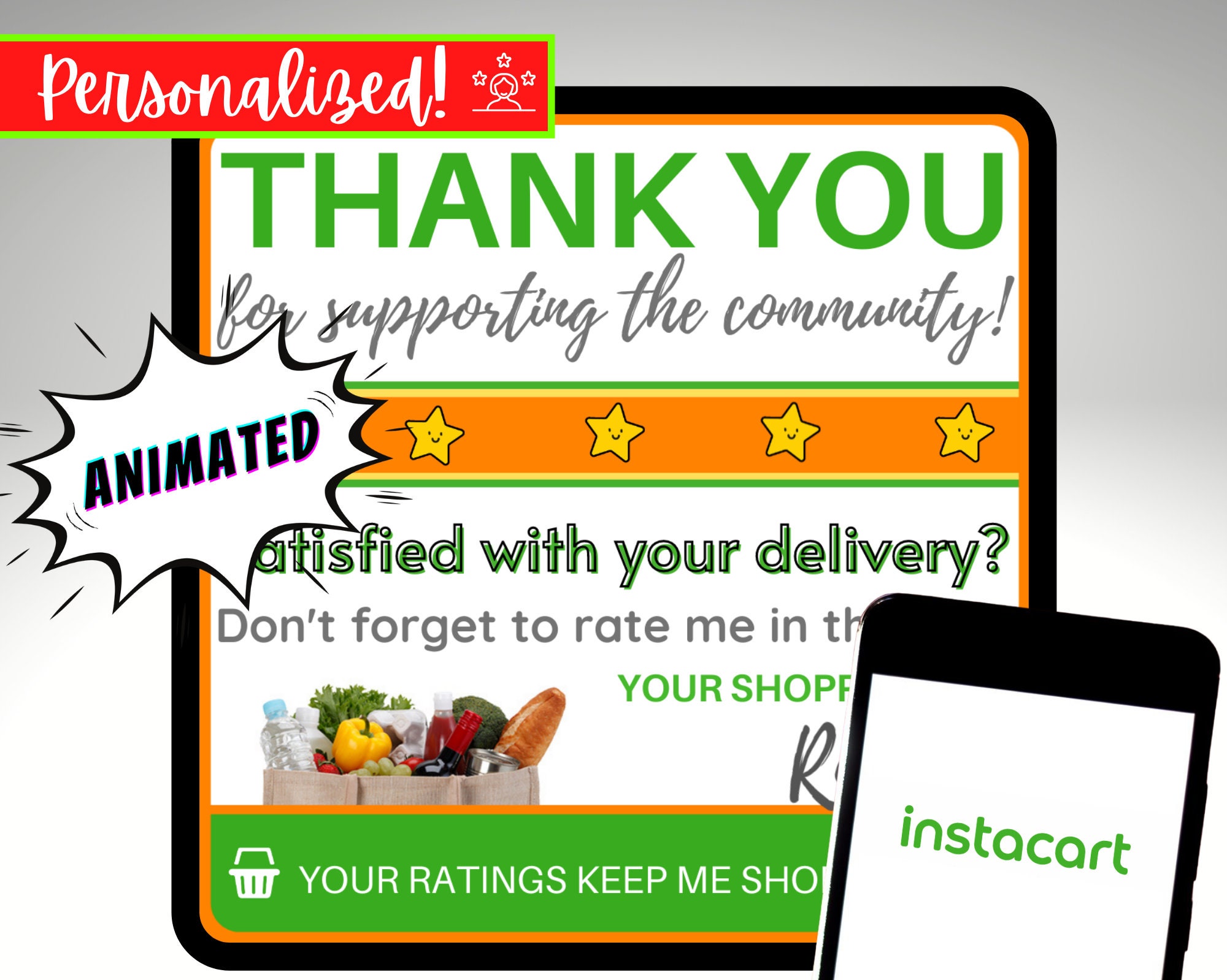 Instacart Animated Text! →Personalized GIF →Digital Download