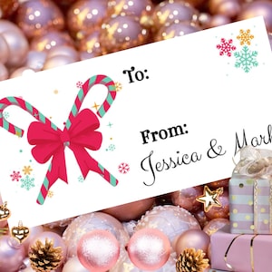 Personalized Christmas Holiday Stickers →Labels, gift tag, name tag, pink