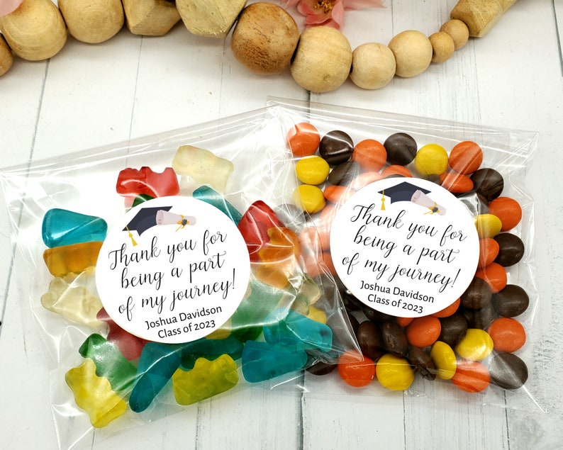 Graduation Stickers for Favors, Graduation Decorations 2024, Custom Graduation Candy Labels, Thank You for Being Part of My Journey Labels image 4