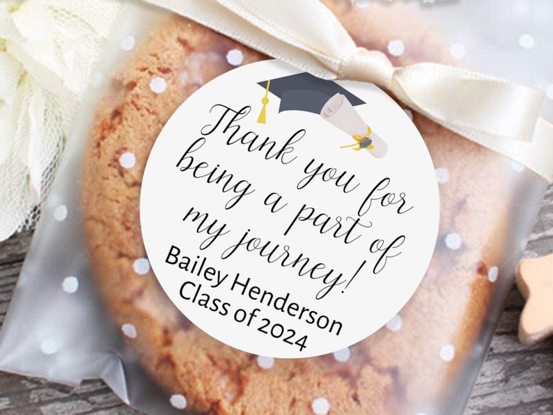 Graduation Stickers for Favors, Graduation Decorations 2024, Custom Graduation Candy Labels, Thank You for Being Part of My Journey Labels image 1