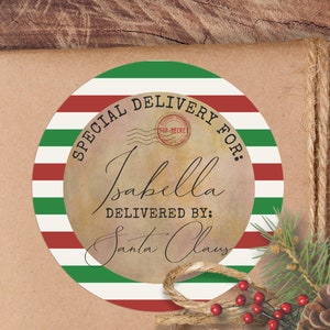 From Santa Stickers, Christmas Santa Labels, Gift Tag From Santa, Personalized Special Delivery Stickers, Stamped North Pole Mail Labels