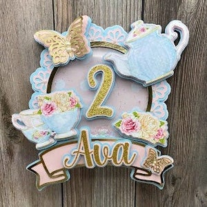 Tea Cup Birthday Cake Topper, Tea Cup Party Cake Topper