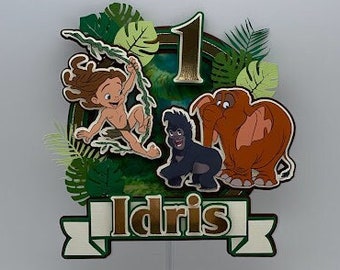 3D Jungle Boy Cake Topper: Personalized Birthday Party Decor